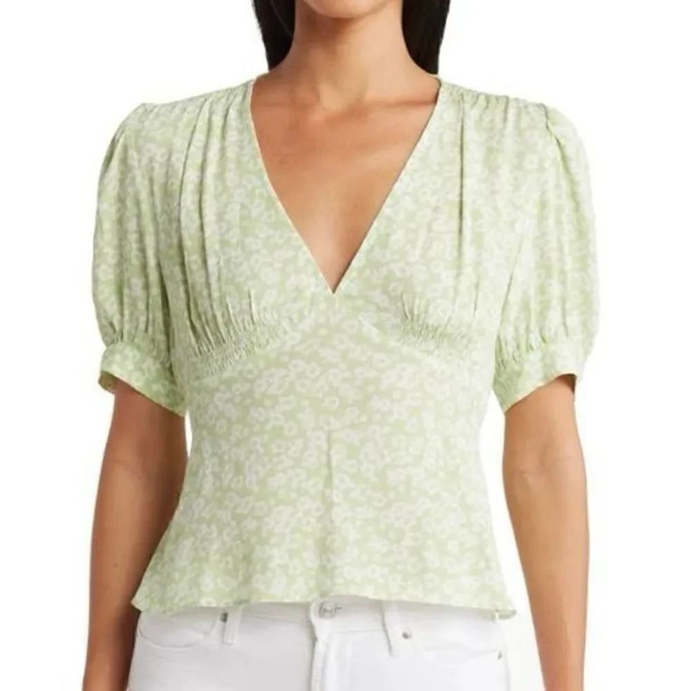 Sophie Rue floral tie back peplum top blouse in green floral size S NWOT